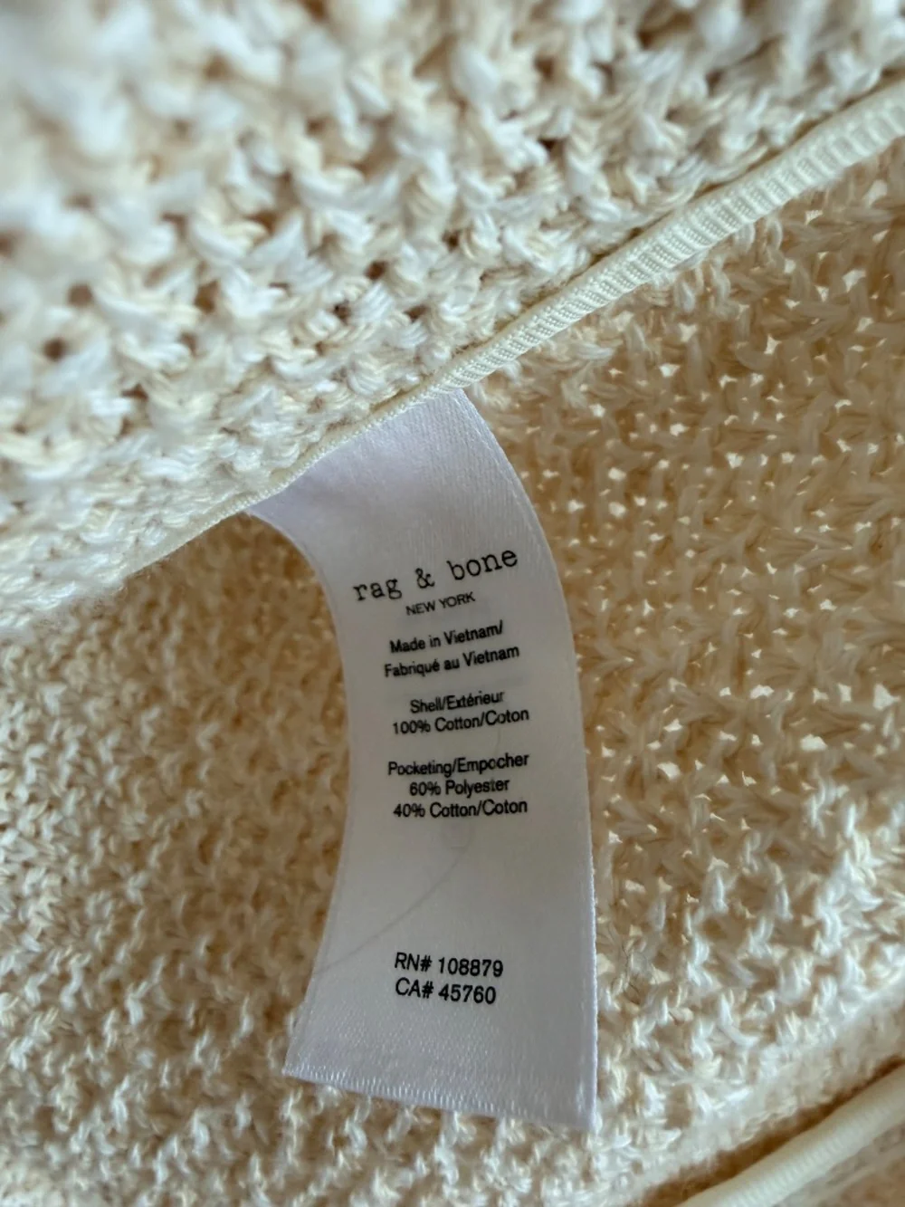 NWT Ivory rag & bone Cotton Tweed Slade Blazer SZ 12